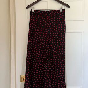 Princess Polly Red Floral Midi Skirt with thigh slit